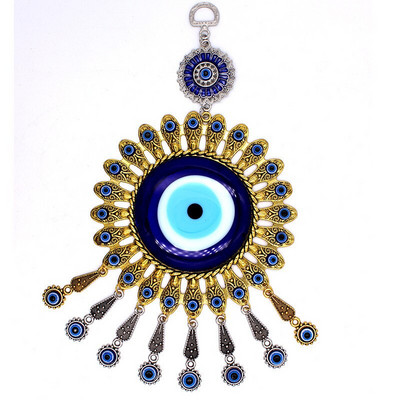 Mėlynos turkiškos didelės akys glazūruoto lydinio pakabukas saulėgrąžų sienos ornamentas Turkija auksinis sidabras „Evil Eyes“ pakabinami automobilio pakabukai namuose