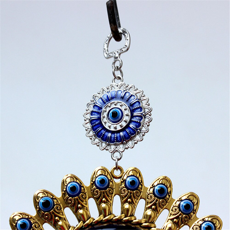 Mėlynos turkiškos didelės akys glazūruoto lydinio pakabukas saulėgrąžų sienos ornamentas Turkija auksinis sidabras „Evil Eyes“ pakabinami automobilio pakabukai namuose