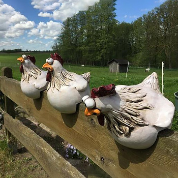 Αστεία διακόσμηση φράχτη κοτόπουλου Αγάλματα Ρητίνη Κήπος Αγρόκτημα Αυλή Κοτόπουλο Γλυπτό Τέχνη Χειροτεχνία Αυλή Εγκαίνια Διακόσμηση σπιτιού