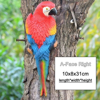 Dervos papūgos statula, montuojama ant sienos, pasidaryk pats, lauko sodo medžio dekoravimo gyvūnų skulptūra, skirta namų biuro sodo dekoravimui