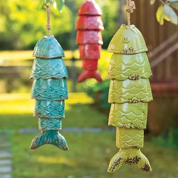 Цветна кои риба Wind Chime Градинска декорация Смола Wind Chimes Висулка Външен градински висящ декор Ganaderia Коледен подарък