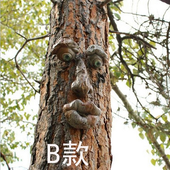 Ρητίνη Πρόσωπο Φλοιός δέντρου Φάντασμα Πρόσωπο Χαρακτηριστικά Προσώπου Διακόσμηση Πασχαλινών Εξωτερικών Δημιουργικών Αντικειμένων Διακόσμηση Κήπου Εξωτερική Jardineria de