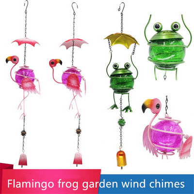 Новото фламинго Wind Chime Триизмерна 3D стъклена топка Жаба Моделиране на животни Занаятчийски орнаменти Креативни градински висулки