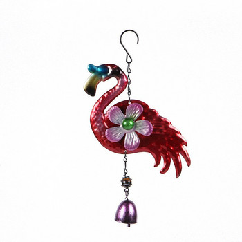 1PC животно, пламтящо червено фламинго, вятърни камбанки, метални занаяти, градинска декорация ZAKKA, креативна домашна камбана, цветни висулки