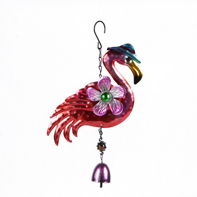 1vnt Gyvūnai Liepsnojantys Raudoni Flamingo Vėjo varpeliai Metaliniai amatai Sodo puošmena ZAKKA Creative Home Varpelio vamzdžio gėlių pakabukai