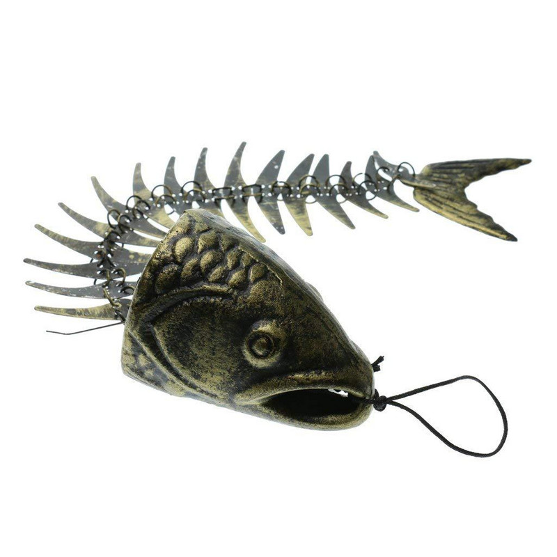 Bronze Fish Bone Χυτοσίδηρος Wind Chimes Vintage Metal Wind Chimes Υπαίθρια καταπραϋντική μελωδία για τον κήπο Σπίτι Αυλή Βεράντα Κρεμαστά