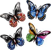 Új 4 db fém pillangó fali művészet függő dekoráció pillangók vas fali dekoráció függő pillangók vas kézműves