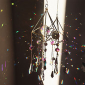 Krištoliniai vėjo varpeliai Žvaigždė mėnulio pakabukas šešiakampės prizmės Saulės šviesos gaudyklė sodo lango vestuvės kabantys namų dekoro vėjo varpeliai