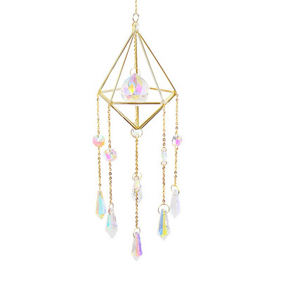 Krištoliniai vėjo varpeliai Žvaigždė mėnulio pakabukas šešiakampės prizmės Saulės šviesos gaudyklė sodo lango vestuvės kabantys namų dekoro vėjo varpeliai