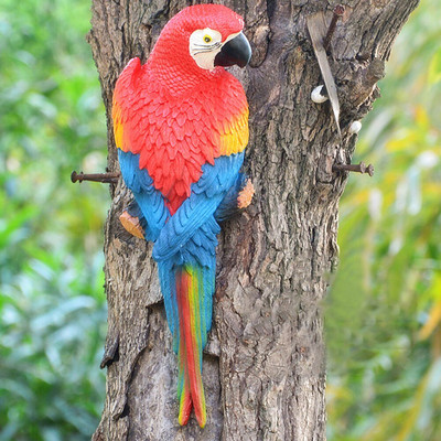 Simulacija kipa papige od smole Igračka zidna DIY vanjska dekoracija drveća Skulptura životinja Ukrasi za vrt