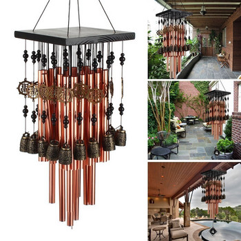Големи размери Външни вътрешни алуминиеви тръбни вятърни звънчета с медна камбана Метални вятърни звънчета за декорация на вътрешен двор, градина, тераса