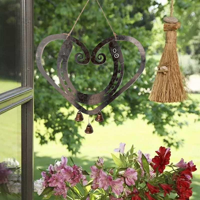 Lucky Love vėjo varpeliai pasaga meilė variniai vėjo varpeliai retro plieno nagai sodo namų lango dekoravimas Valentino dienos dovanos