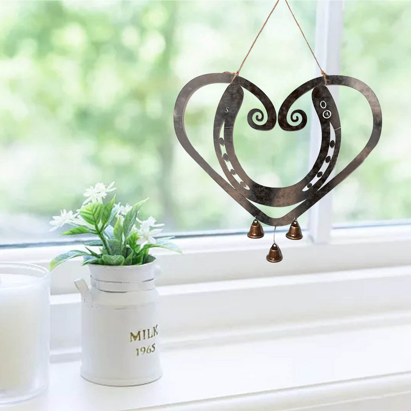Lucky Love vėjo varpeliai pasaga meilė variniai vėjo varpeliai retro plieno nagai sodo namų lango dekoravimas Valentino dienos dovanos