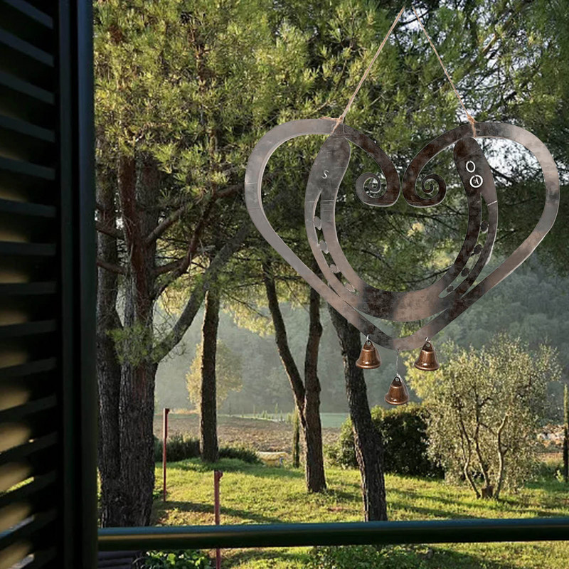 Lucky Love vėjo varpeliai pasaga meilė variniai vėjo varpeliai retro plieno nagai sodo namų lango dekoravimas Valentino dienos dovanos