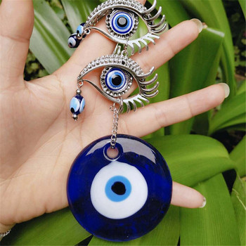 Multi Turkish 5 Blue Evil Eye Висулка с цветна глазура на закрито Ръчно изработена декорация за домашна градина