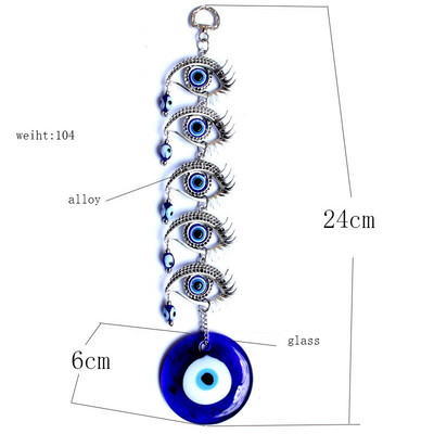 Multi Turkish 5 Blue Evil Eye Indoor Spalvotas glazūrinis pakabukas Rankų darbo namų sodo puošmena