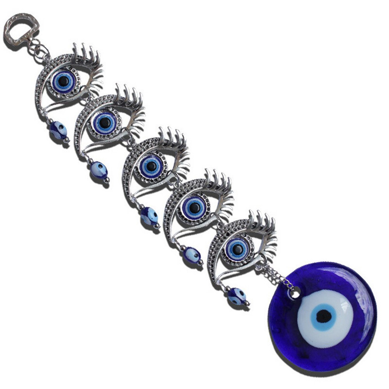 Multi Turkish 5 Blue Evil Eye Indoor Spalvotas glazūrinis pakabukas Rankų darbo namų sodo puošmena