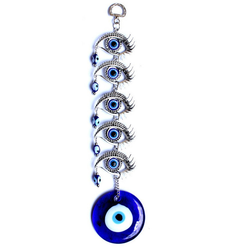 Multi Turkish 5 Blue Evil Eye Indoor Spalvotas glazūrinis pakabukas Rankų darbo namų sodo puošmena