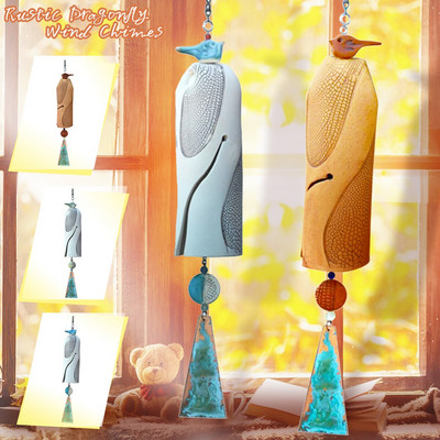 Art Dragonflies Wind Chimes w/ Beautiful Bird Rustic Dragonfly Vrtni Viseći Dekor Boho Ručno izrađena Wind Chimes Drveni Rukotvorine Poklon
