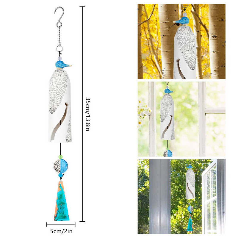 Art Dragonflies Wind Chimes w/ Beautiful Bird Rustic Dragonfly Vrtni Viseći Dekor Boho Ručno izrađena Wind Chimes Drveni Rukotvorine Poklon