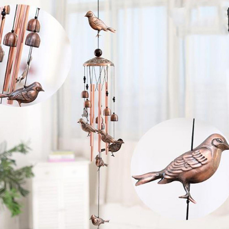 Lauko gyvas vėjo varpeliai Kiemo sodo vamzdžiai varpai variniai senoviniai vėjo varpeliai, pakabinami prie sienos namų dekoro dekoracijos vėjo varpeliai