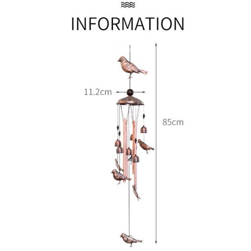 Lauko gyvas vėjo varpeliai Kiemo sodo vamzdžiai varpai variniai senoviniai vėjo varpeliai, pakabinami prie sienos namų dekoro dekoracijos vėjo varpeliai