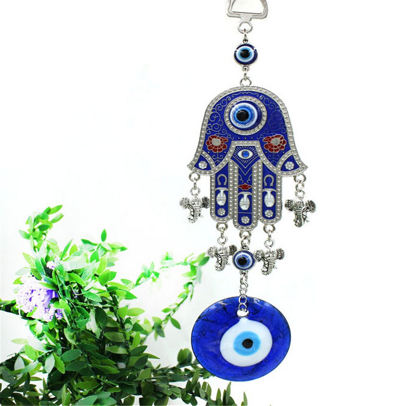 Turkiško lydinio Big Palm Blue Eye Pakabukas Stiklo pakabinamas Demono Akys Sidabrinės 4PC Dramblio Galvos Automobilių namų dekoracijos