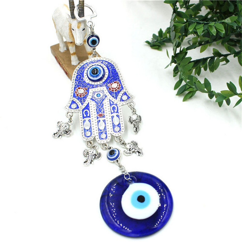Turkiško lydinio Big Palm Blue Eye Pakabukas Stiklo pakabinamas Demono Akys Sidabrinės 4PC Dramblio Galvos Automobilių namų dekoracijos