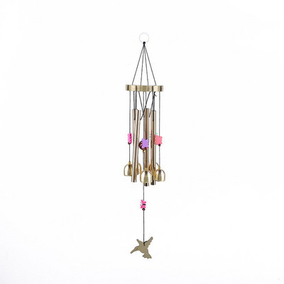1 buc din lemn fluture clopoțel metal aluminiu 4 tuburi 5 clopoței din cupru ornamente creative acasă balcon decorațiuni de grădină