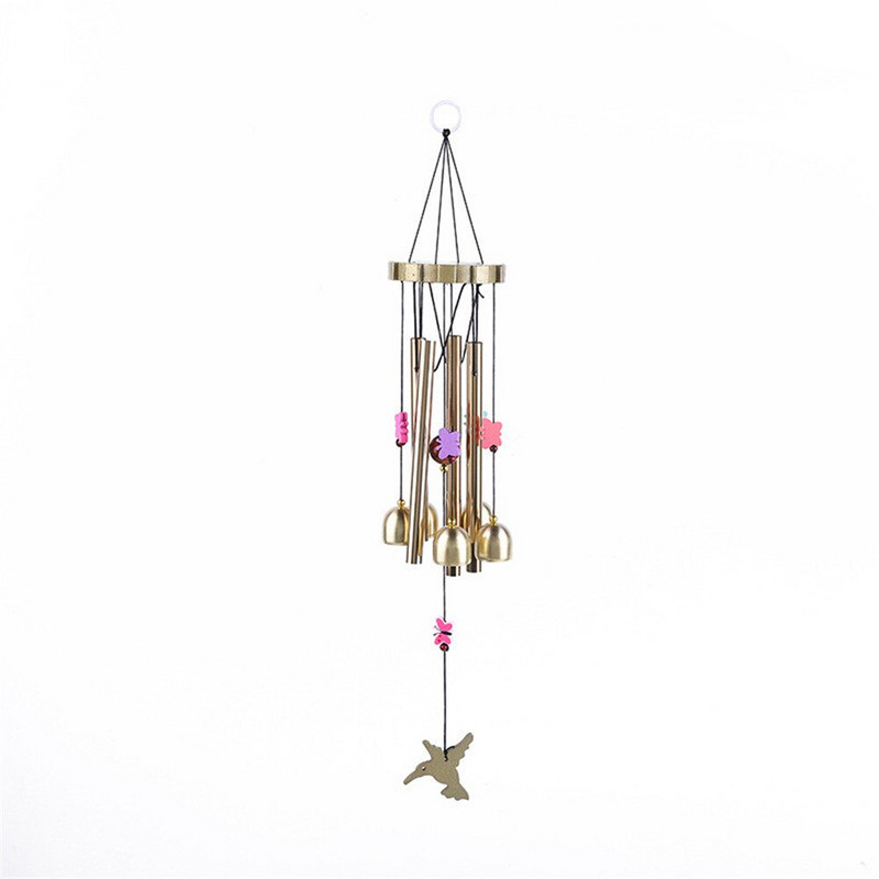 1 buc din lemn fluture clopoțel metal aluminiu 4 tuburi 5 clopoței din cupru ornamente creative acasă balcon decorațiuni de grădină