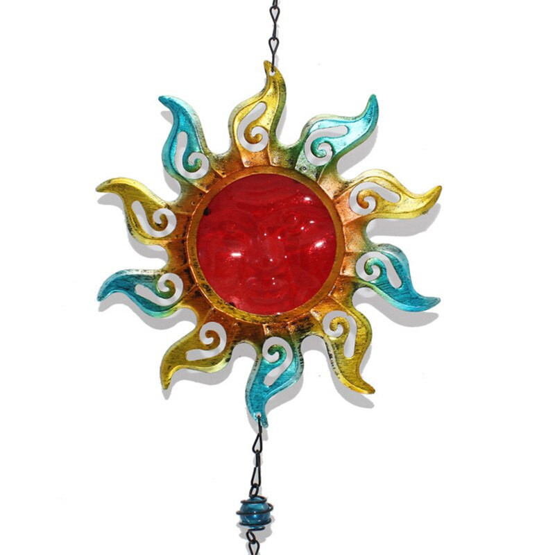 1PC clopoței de vânt de soare din fier forjat, sticlă, bile de foc, ornamente pentru grădină, balcon, pandantiv creativ, clopoței de vânt, clopoței pentru țeavă, decor acasă