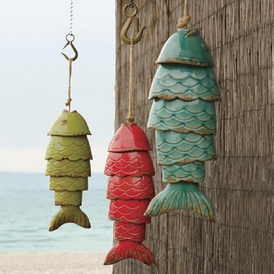 Цветна риба Koi Wind Chimes Цветна Koi Fish Wind Chimes Външни метални вятърни камбанки Висулка Коледен подарък Градинска декорация