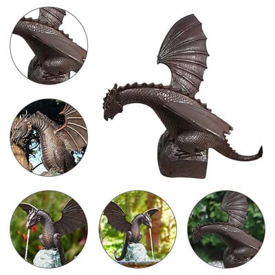 Fântână de apă de grădină creativă cu pulverizare Statuie dragon din rășină Sculptură peisaj acvatic Fântână de decorare a iazului de piscină în aer liber