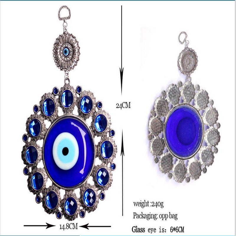 Turkiški ypač dideli piktų akių aksesuarai deimantais nusagstyti mėlyno stiklo lydinio akių interjeras musulmonų namų dekoravimo žiedlapių pakabukas