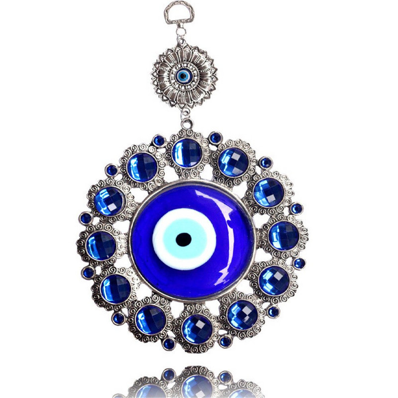 Turkiški ypač dideli piktų akių aksesuarai deimantais nusagstyti mėlyno stiklo lydinio akių interjeras musulmonų namų dekoravimo žiedlapių pakabukas