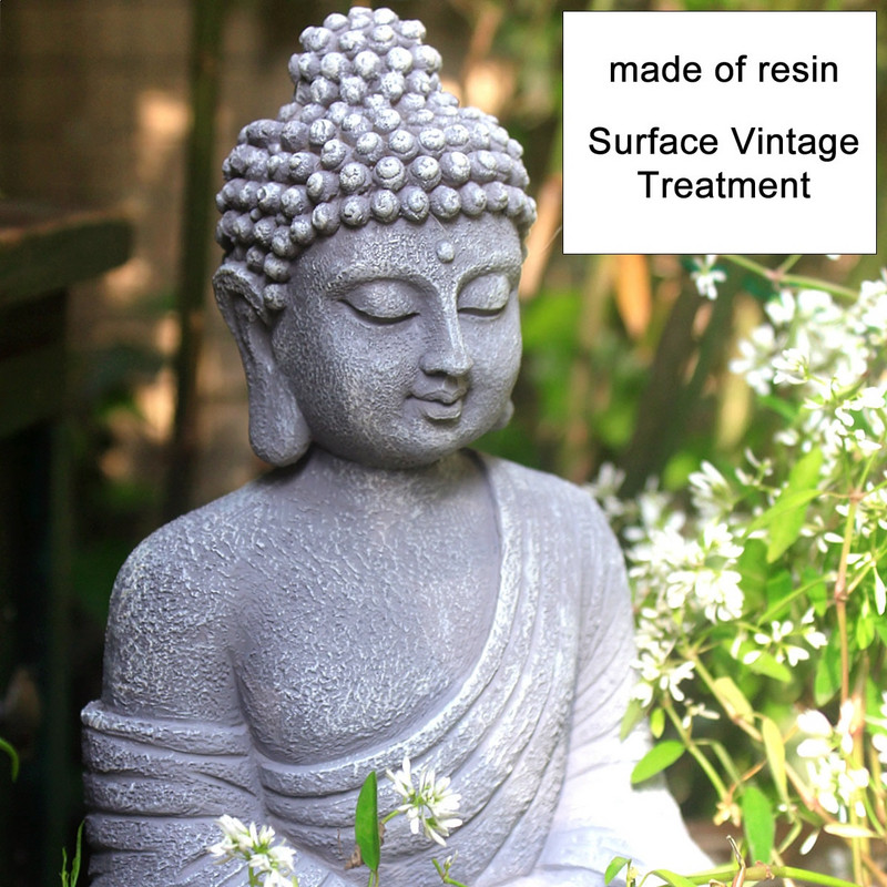 9 colių vintažinio sodo Budos statula Vidinis lauko sodas Zen budizmo figūrėlė Skulptūra Namų biuro parduotuvės dekoro ornamentas