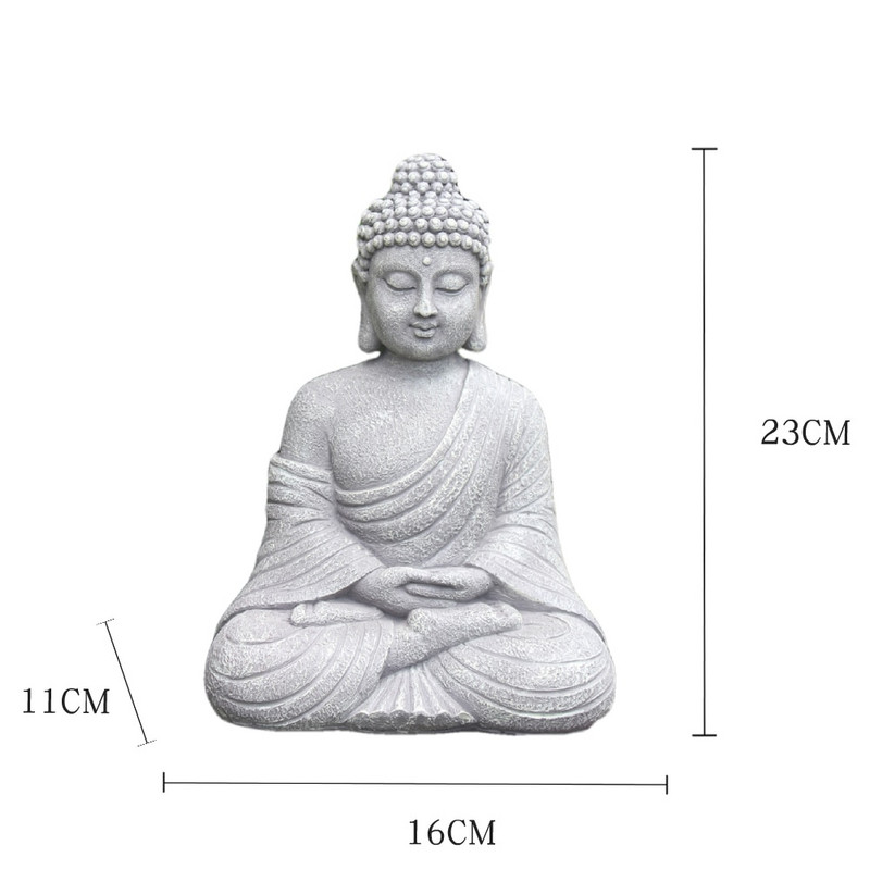 9 colių vintažinio sodo Budos statula Vidinis lauko sodas Zen budizmo figūrėlė Skulptūra Namų biuro parduotuvės dekoro ornamentas