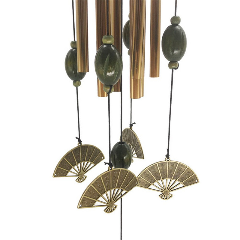 Placă pătrată din lemn masiv, clopoței de vânt, retro, 8 tuburi, metal, ornamente din aliaj antirugină, din lemn, pegasus, barca cu pânze, fluture, artizanat