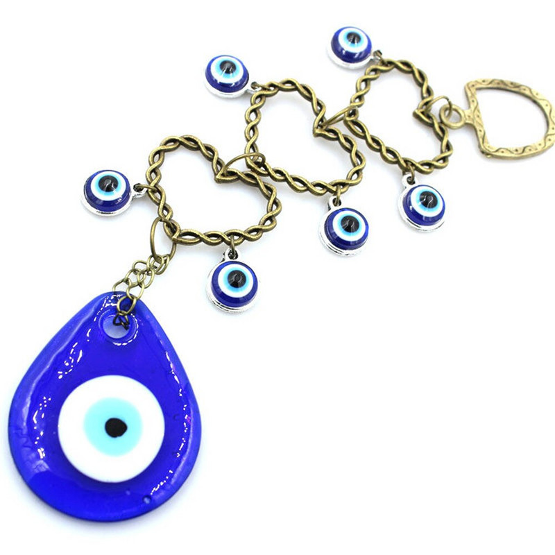 Turkijos mėlynų akių papuošalai Miesto namo lydinio stiklas blogio dvasia kambarinis persikų širdies pakabukas 4 * 5 cm sienų apmušalai