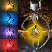 Saulės šviesos spiralinis suktukas, atsparus vandeniui, besisukantis pakabinamas vėjo apšvietimas, skirtas sodo kiemo kiemo dekoravimui vėjo varpeliams