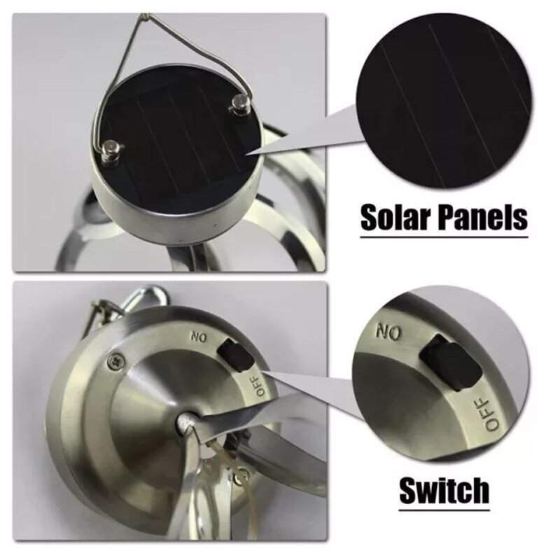 Saulės šviesos spiralinis suktukas, atsparus vandeniui, besisukantis pakabinamas vėjo apšvietimas, skirtas sodo kiemo kiemo dekoravimui vėjo varpeliams