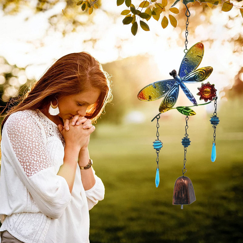 Dragoy vėjo varpeliai metaliniai stikliniai vėjo varpeliai vasaros namų kabantys pakabukų dekoracijos langams sodui kiemui kiemui balkonui