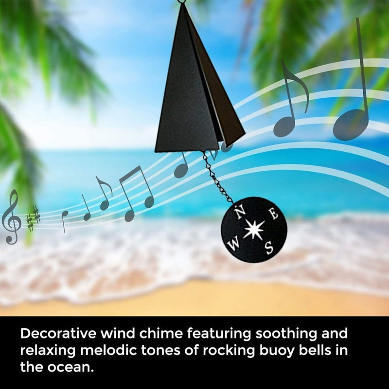 Dekoratyvinis vėjo varpelis su raminančiais ir atpalaiduojančiais melodiniais siūbuojančių plūdurų varpelių tonais metaliniame vandenyne