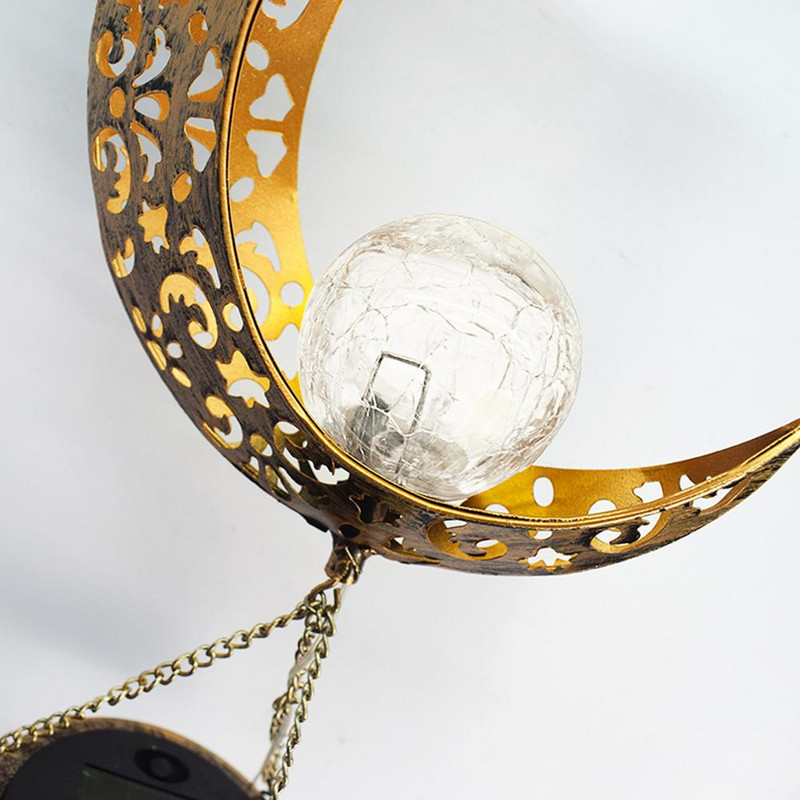 Mėnulio traškėjimas stiklinis rutulys saulės vėjo varpeliai, skirti lauke mėnulio fairy vėjo varpelio pakabinimo ornamentas Unikalus nakties šviesos mėnulio dekoras