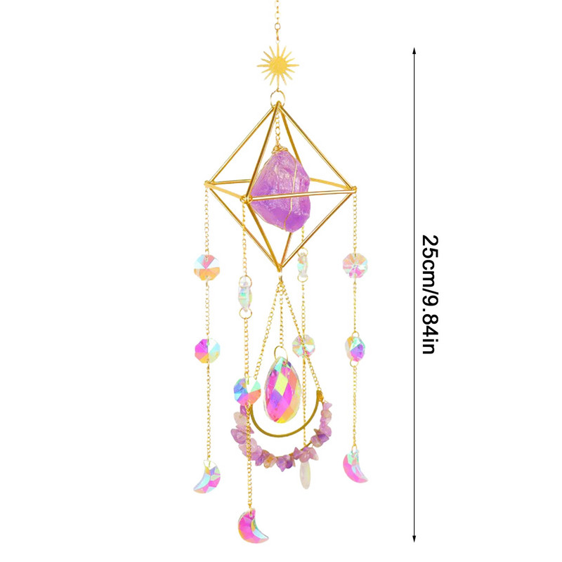 Napfogók kristályokkal, szivárvány napfényt tükröző napfogó láncos medálkristályokkal Napfogók beltéri ablakokhoz dec.