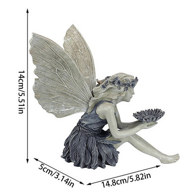 Vakarų vėjo fėjos sodo statula sėdi gėlė fėja angelo sargo figūra lauko puošmena medžio kiemo sparnuotos fėjos skulptūra