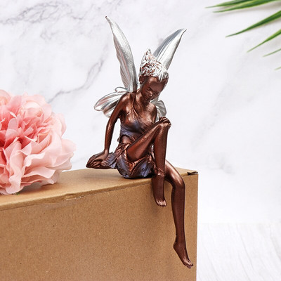 Vakarų vėjo fėjos sodo statula sėdi gėlė fėja angelo sargo figūra lauko puošmena medžio kiemo sparnuotos fėjos skulptūra