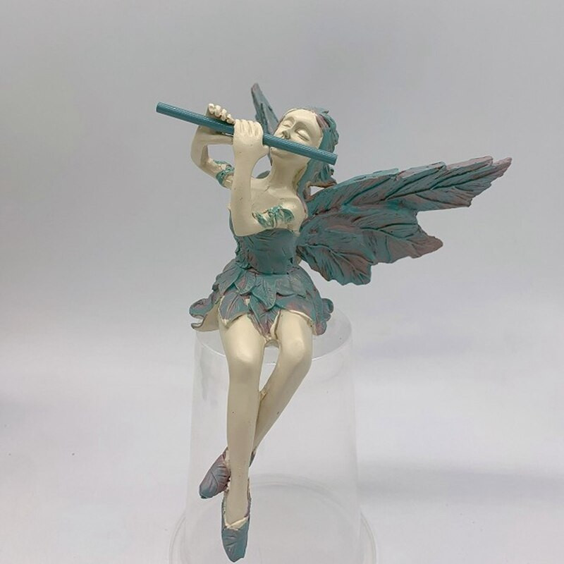 Vakarų vėjo fėjos sodo statula sėdi gėlė fėja angelo sargo figūra lauko puošmena medžio kiemo sparnuotos fėjos skulptūra