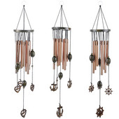 1 db fa tömör szélcsengő Retro fém 9 csöves szélcsengő díszek Kreatív otthoni kézművesség Kormányhorgony Love Pendant szoba dekoráció