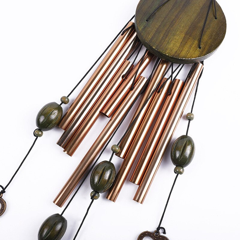 1 db fa tömör szélcsengő Retro fém 9 csöves szélcsengő díszek Kreatív otthoni kézművesség Kormányhorgony Love Pendant szoba dekoráció